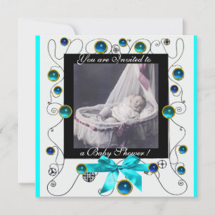 EXTRAVAGANTE WIRBEL BABY SHOWER MONOGRAM, Fotovorl Einladung