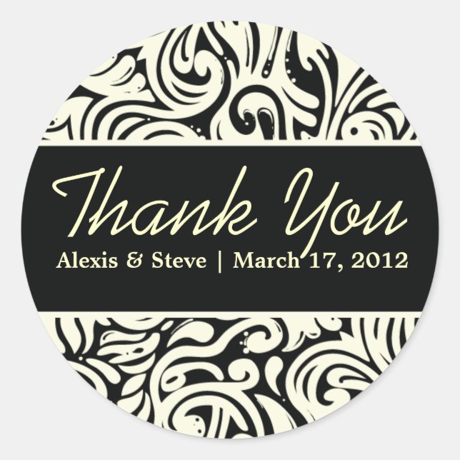 Extravagante Wirbels-mit Monogramm Hochzeits-runde Runder Aufkleber (Vorderseite)