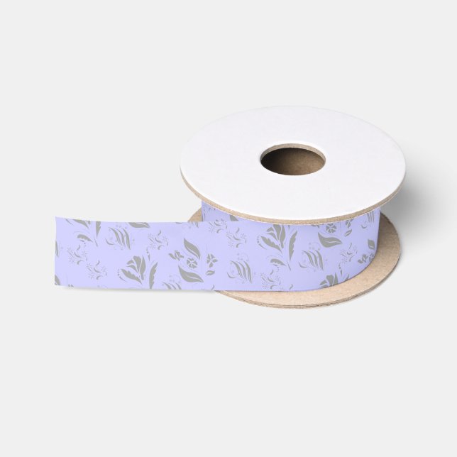 Extravagante Wirble Blume Muster auf Periwinkle Satinband (Spule)