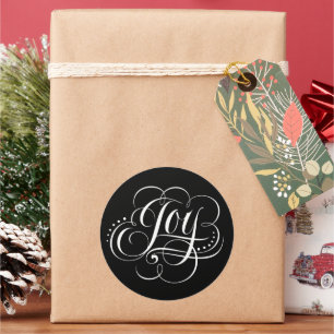 Extravagante Wirble Freude Weihnachtskalligrafie L Runder Aufkleber