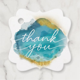 Extravaganter Aqua Gold Strand Danke für Tags Geschenkanhänger