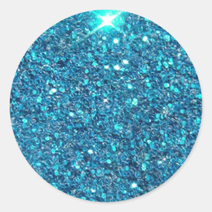 Extravaganter blauer GlitzerShine Runder Aufkleber