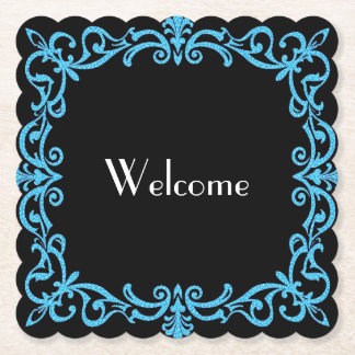 Extravaganter Blue Border "Welcome Paper Untersetz Untersetzer