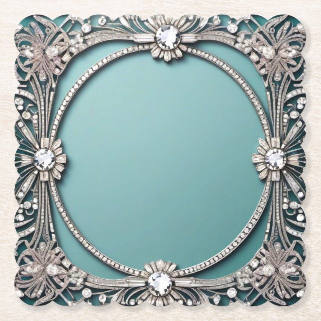 Extravaganter Blue Jewelse Look Paper Untersetzer (Vorderseite)