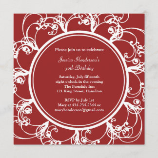 Extravaganter Blumengeburtstag laden ein (Rot) Einladung