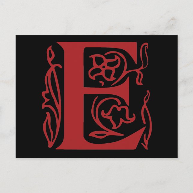 Extravaganter Buchstabe E Postkarte (Vorderseite)