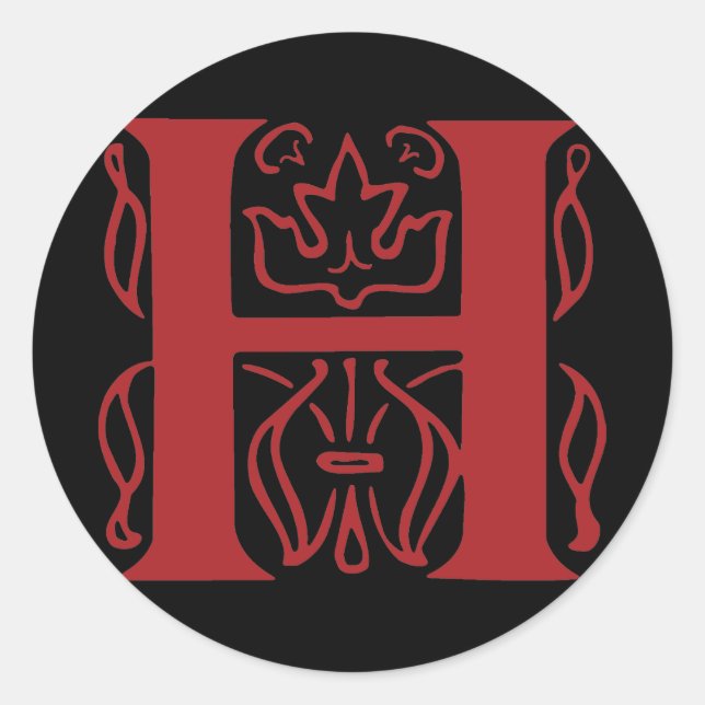 Extravaganter Buchstabe H Runder Aufkleber (Vorderseite)