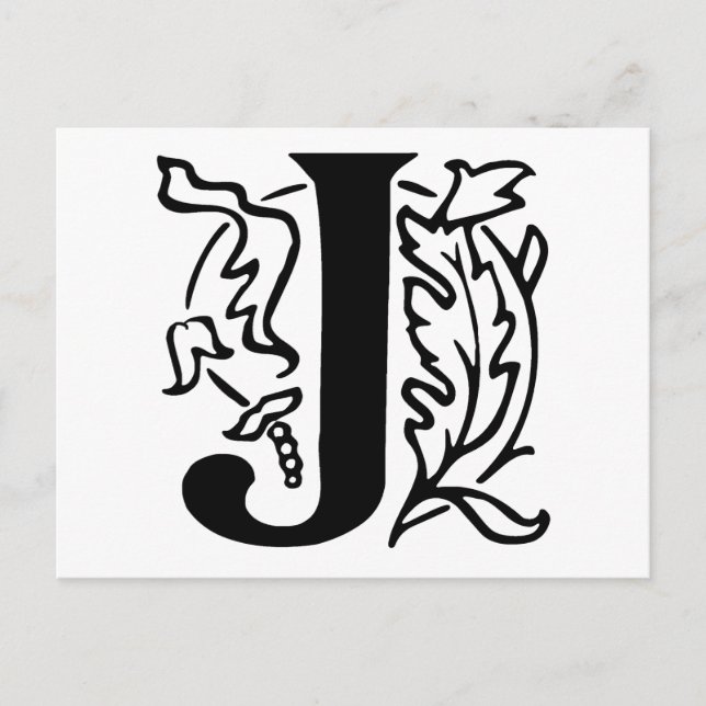 Extravaganter Buchstabe J Postkarte (Vorderseite)