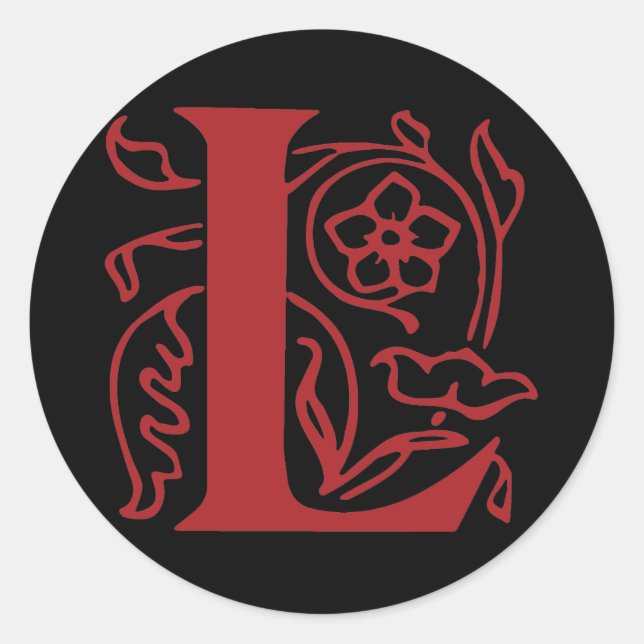 Extravaganter Buchstabe L Runder Aufkleber (Vorderseite)