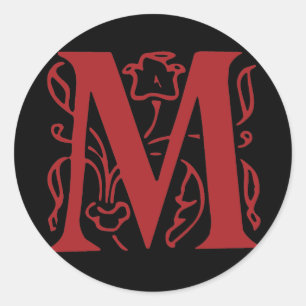 Extravaganter Buchstabe M Runder Aufkleber