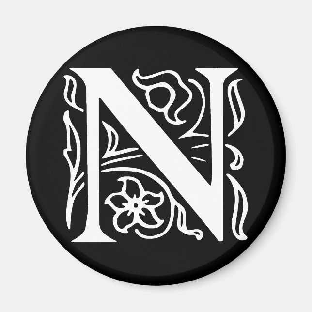 Extravaganter Buchstabe N Magnet (Vorne)