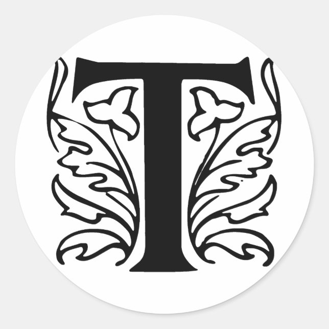 Extravaganter Buchstabe T Runder Aufkleber (Vorderseite)