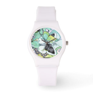Extravaganter Butterfly Collage Water Color Print Armbanduhr