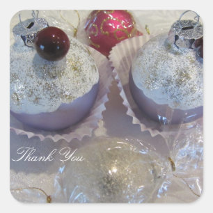 Extravaganter Cupcake Danke Quadratischer Aufkleber