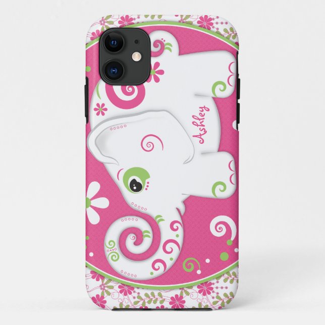 Extravaganter Elefant Floral Case-Mate iPhone Hülle (Rückseite)