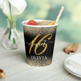 Extravaganter eleganter Glitzer Sweet 16 Sechzehn  Pappbecher
