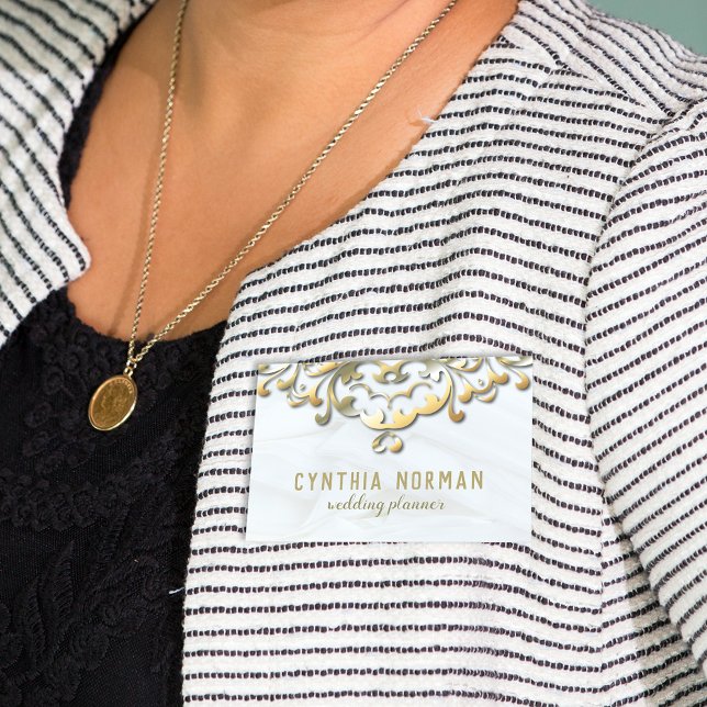 Extravaganter eleganter Gold & White Baroque Hochz Namensschild (Von Creator hochgeladen)