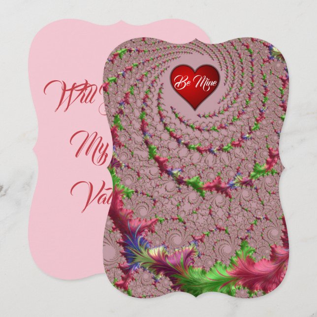 Extravaganter Filigree Romantisches Fraktal Valent Feiertagskarte (Vorne/Hinten)