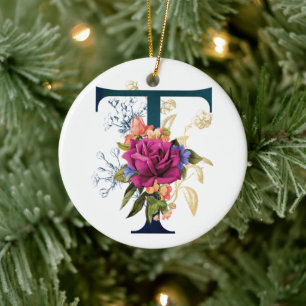 Extravaganter floraler Monogramm Keramik Ornament