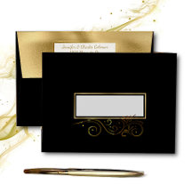 Extravaganter formeller Black & Gold-Einladungsrah