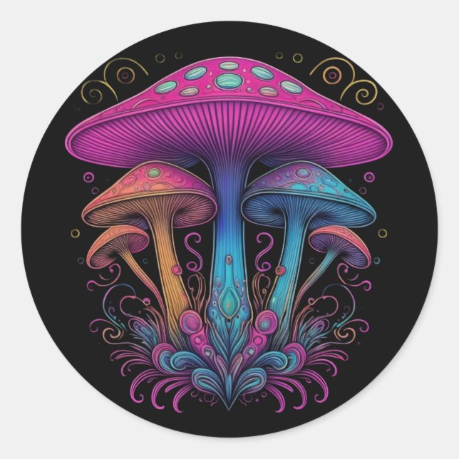 Extravaganter Fungi Runder Aufkleber (Vorderseite)