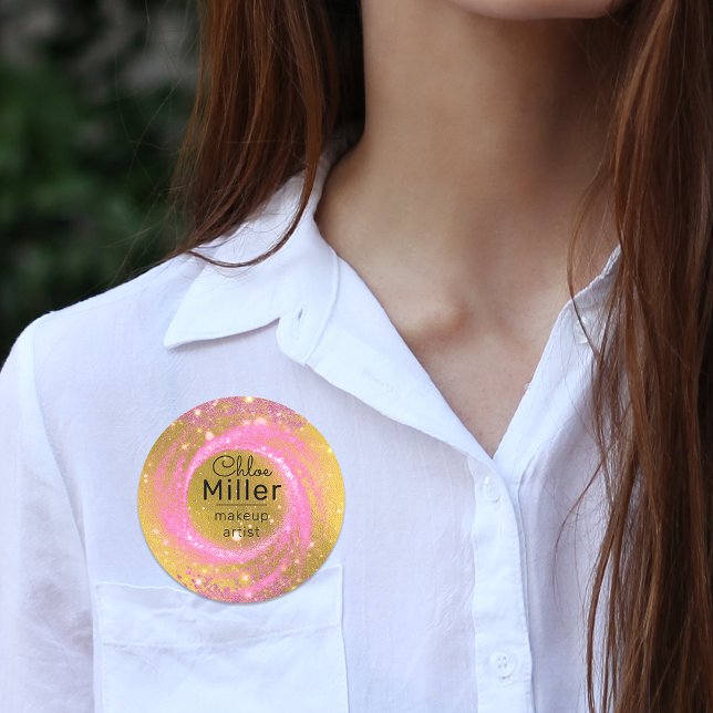 Extravaganter Funkelnd Rosa- und Goldmakeup-Künstl Namensschild (Von Creator hochgeladen)