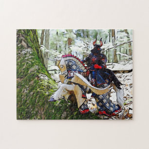 Extravaganter gepanzerter Ritter auf Pegasus Puzzle