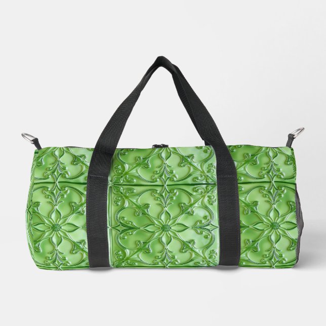 Extravaganter, gepolsterter, grüner Glashimmel Duffle Bag (Vorderseite)