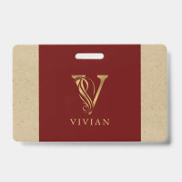Extravaganter Goldbrief V Monogramm auf Rot und Ka