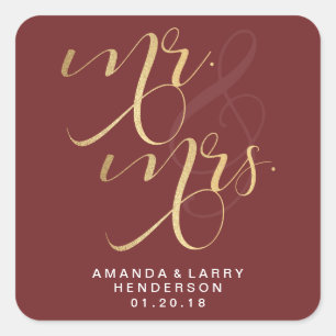 Extravaganter GoldMr. und Mrs. Wedding Stickers