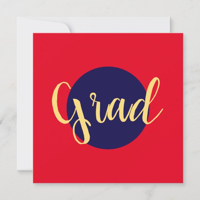 Extravaganter "Grad" Text Navy Blue Red Background (Vorderseite)