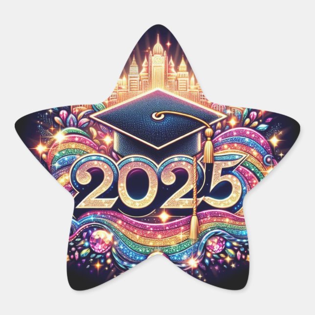 Extravaganter Hochschulabschluss 2025 Stern-Aufkleber (Vorderseite)