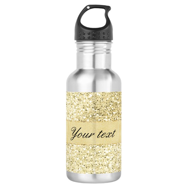 Extravaganter Imitat-GoldGlitzer personalisiert Trinkflasche (Vorderseite)