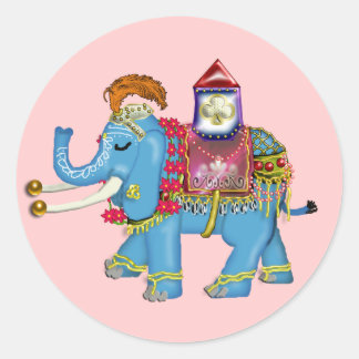 extravaganter indischer Elefant Runder Aufkleber