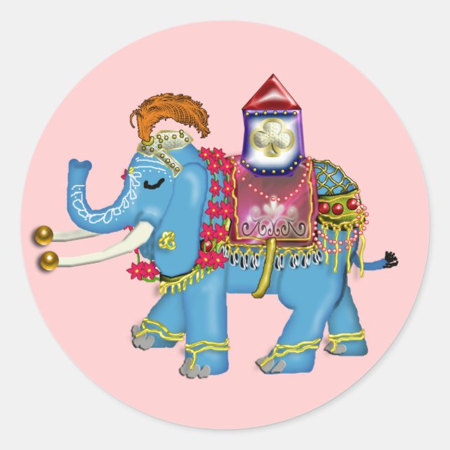 extravaganter indischer Elefant Runder Aufkleber (Vorderseite)