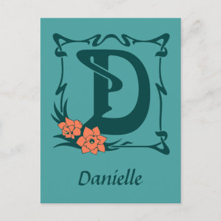 Extravaganter Jugendstil-Buchstabe D Postkarte