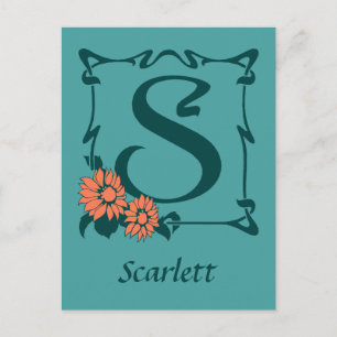 Extravaganter Jugendstil-Buchstabe S Postkarte