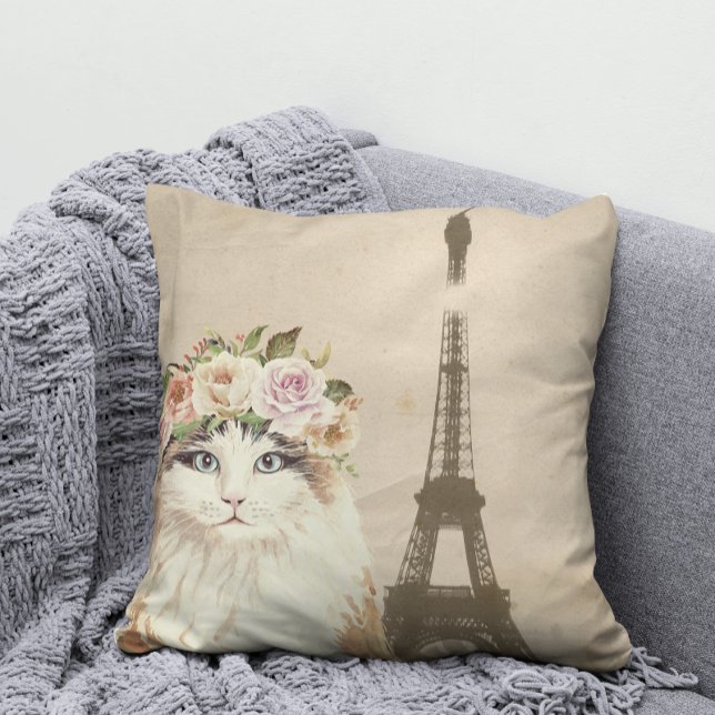 Extravaganter Katzen- und Eiffelturm Kissen (Von Creator hochgeladen)