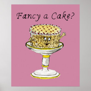Extravaganter Kuchen Funny Quirky Erdbeere Cheesec Poster