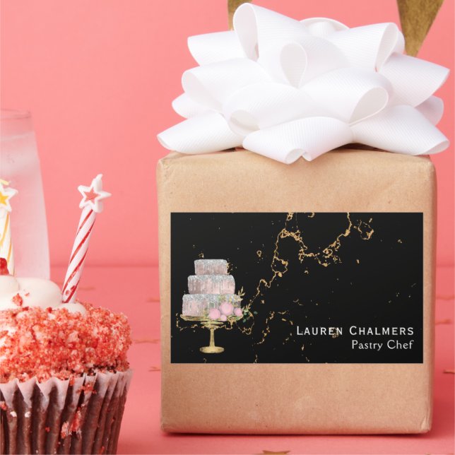 Extravaganter Kuchenpatisserie-Koch aus schwarzem  Rechteckiger Aufkleber (Party)