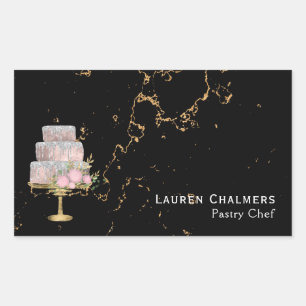 Extravaganter Kuchenpatisserie-Koch aus schwarzem  Rechteckiger Aufkleber