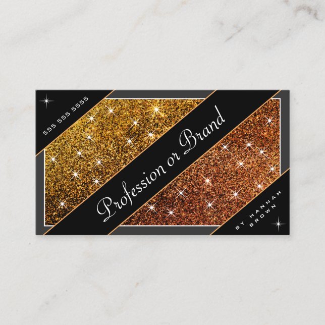 Extravaganter, leuchtend goldfarbener, orangefarbe visitenkarte (Vorderseite)