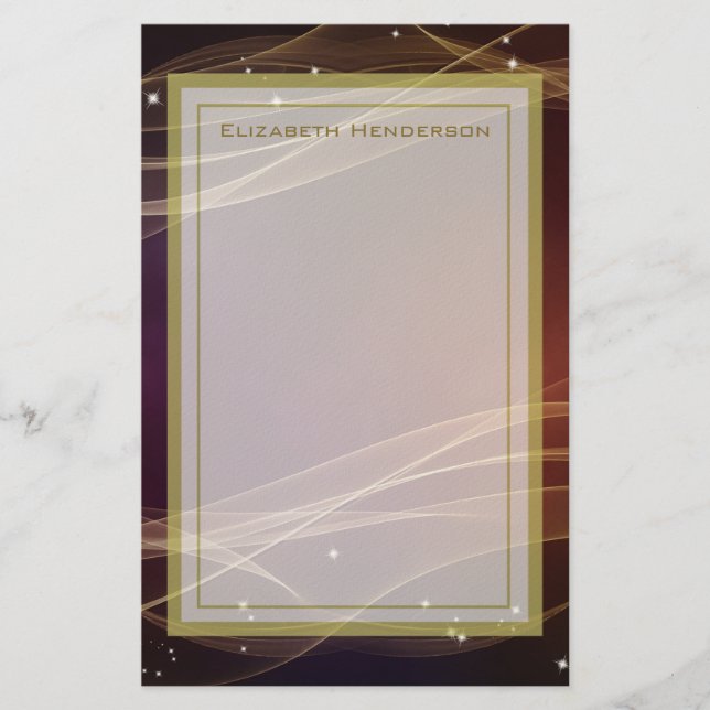 Extravaganter Maroon-Hintergrund mit Wispy-Gold-Ak Briefpapier (Vorderseite)