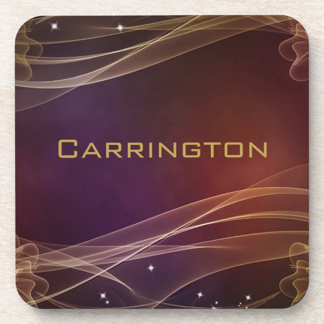 Extravaganter Maroon-Hintergrund mit Wispy-Gold-Ak Getränkeuntersetzer (Vorderseite)