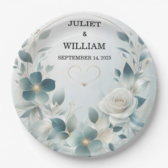 Extravaganter Metallglam Shiny High End Silver Wed Pappteller (Vorderseite)