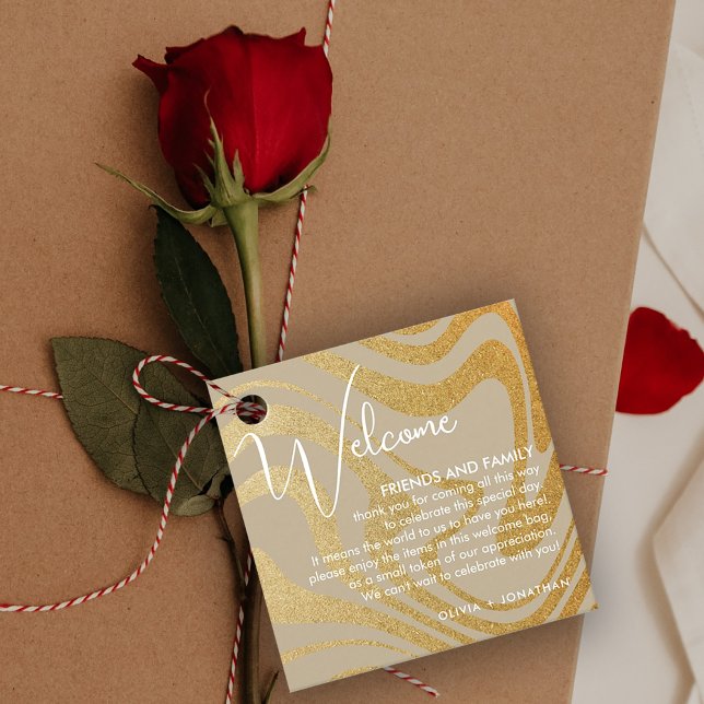 Extravaganter moderner Gold-Hochzeitsgeschenk-Beut Geschenkanhänger (Von Creator hochgeladen)