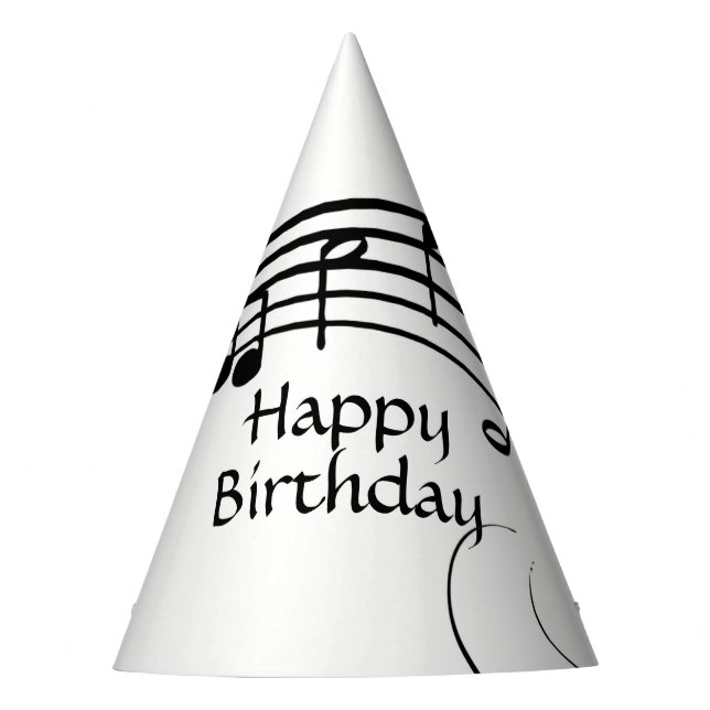Extravaganter Musiknoten-Geburtstag Partyhütchen (Vorderseite)
