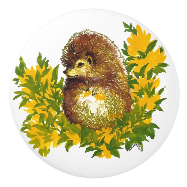 Extravaganter Niedlicher Igel Aquarelldruck Keramikknauf (Vorderseite)