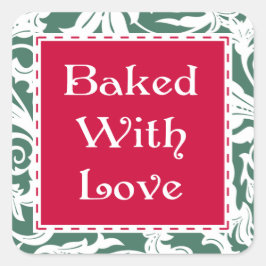 Extravaganter Platz gebacken mit Weihnachtsklebern Quadratischer Aufkleber