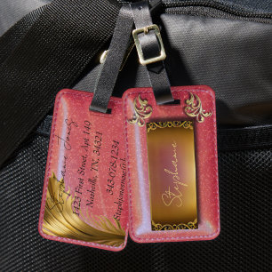 Extravaganter Red Watercolor Leather Look Rucksack Gepäckanhänger